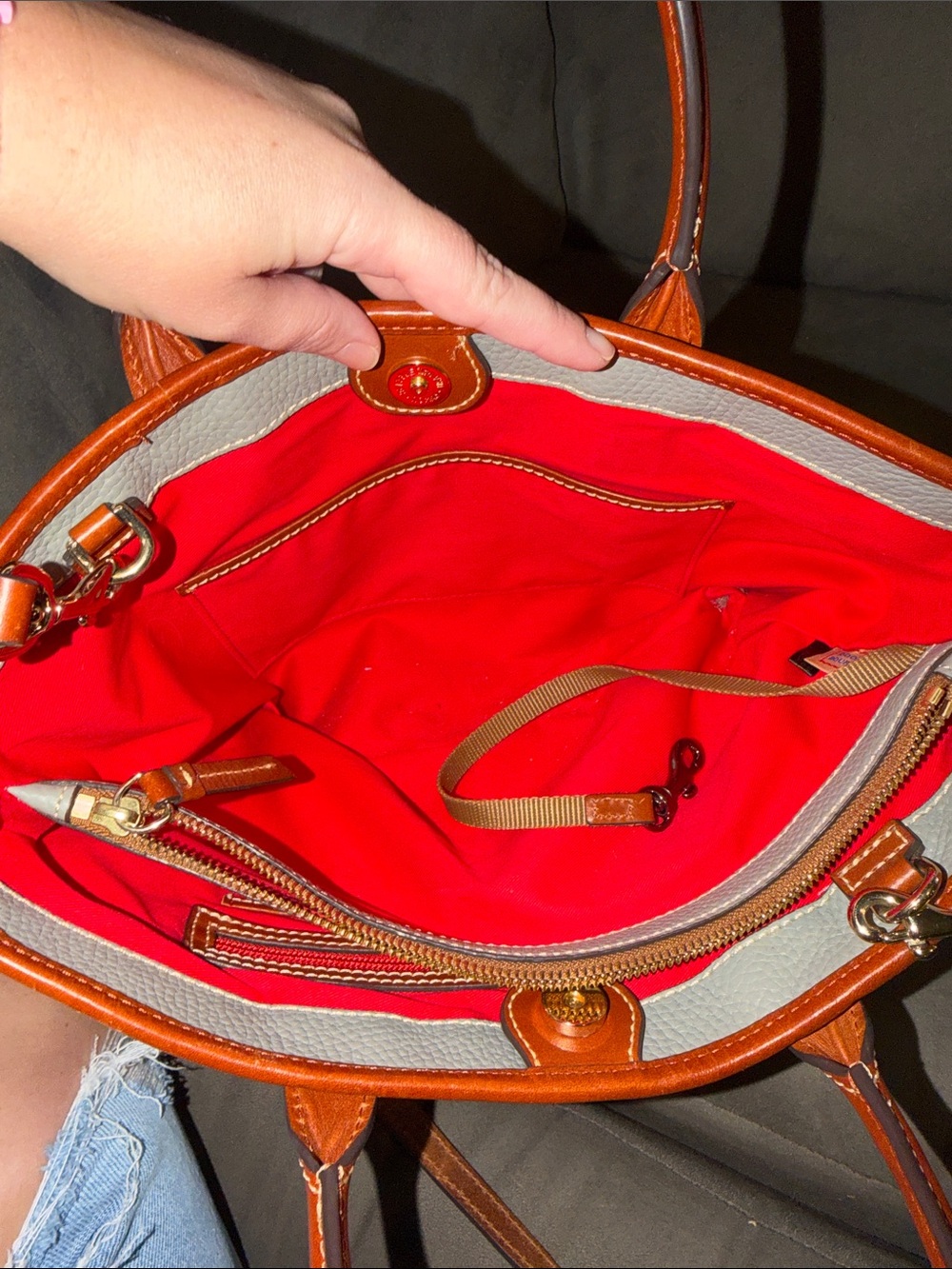 Dooney & Bourke Smoke Gray Pebbled Leather Brielle crossbody satchel - Picture 7 of 8